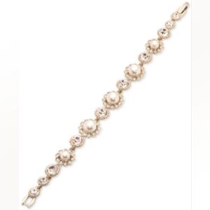 Marchesa Gold-Tone Imitation Pearl & Crystal Link Bracelet NWT ✨️